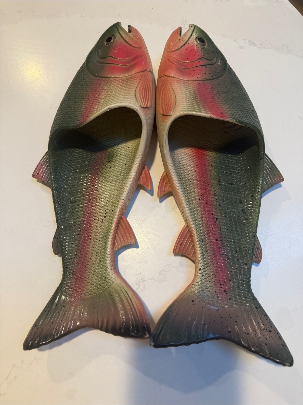 Unbranded Green and Pink Fish-Shaped Pet Pool Slippers